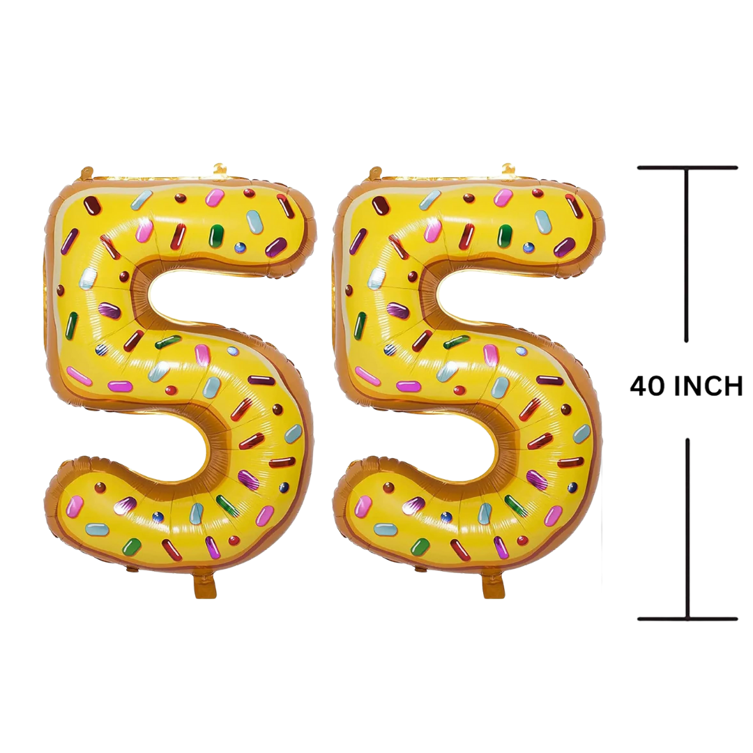 40 Inches DONUT Theme Number Balloon Air or Helium Compactable Balloon for Party Decoration, Birthday, Anniversary