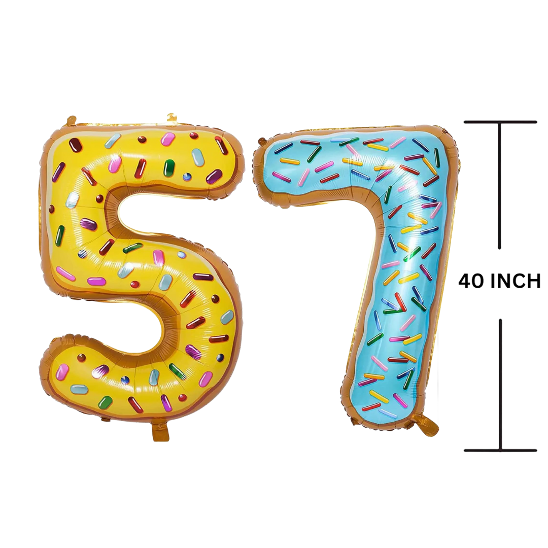 40 Inches DONUT Theme Number Balloon Air or Helium Compactable Balloon for Party Decoration, Birthday, Anniversary