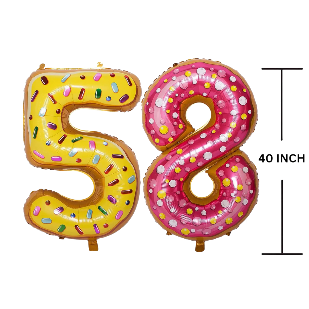 40 Inches DONUT Theme Number Balloon Air or Helium Compactable Balloon for Party Decoration, Birthday, Anniversary