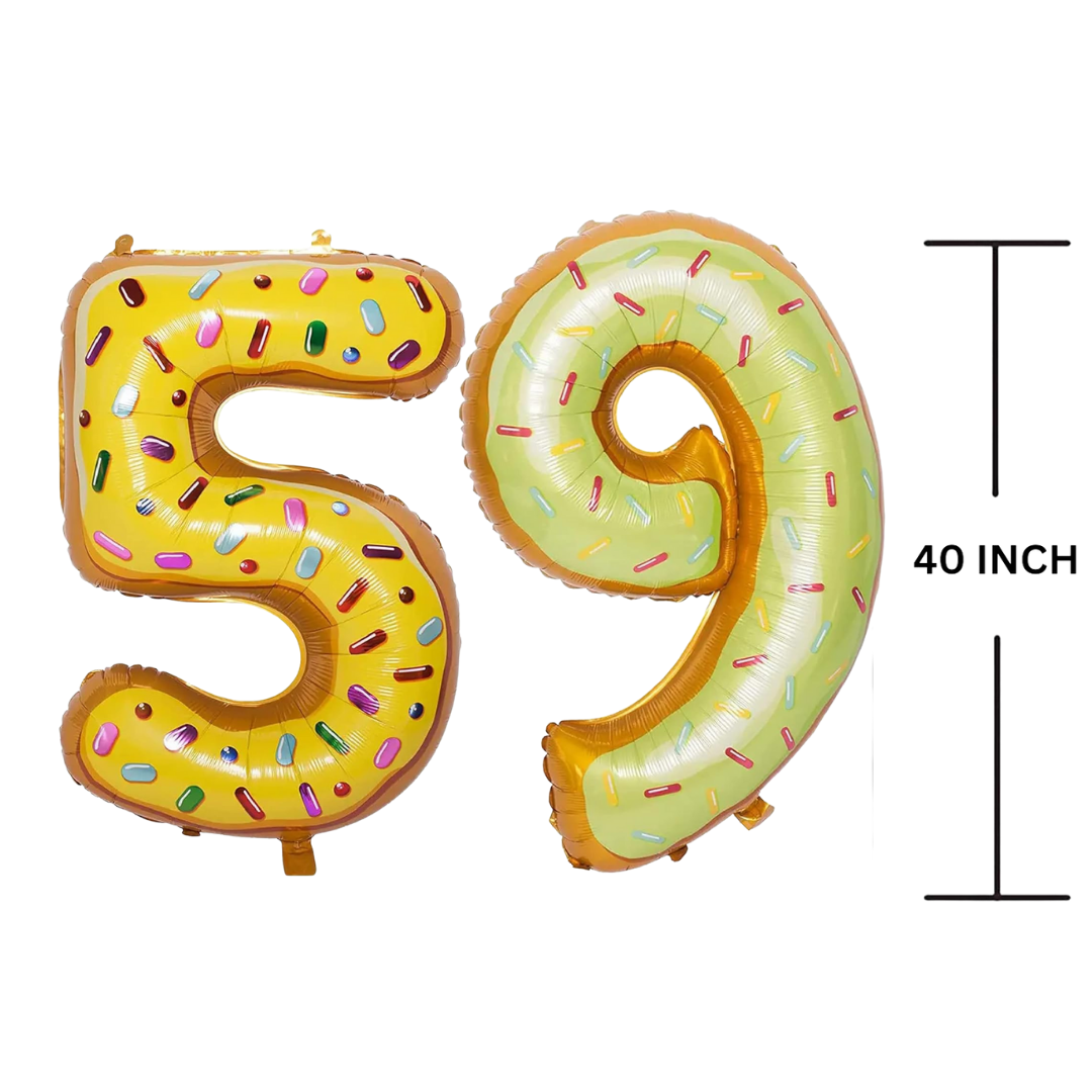 40 Inches DONUT Theme Number Balloon Air or Helium Compactable Balloon for Party Decoration, Birthday, Anniversary