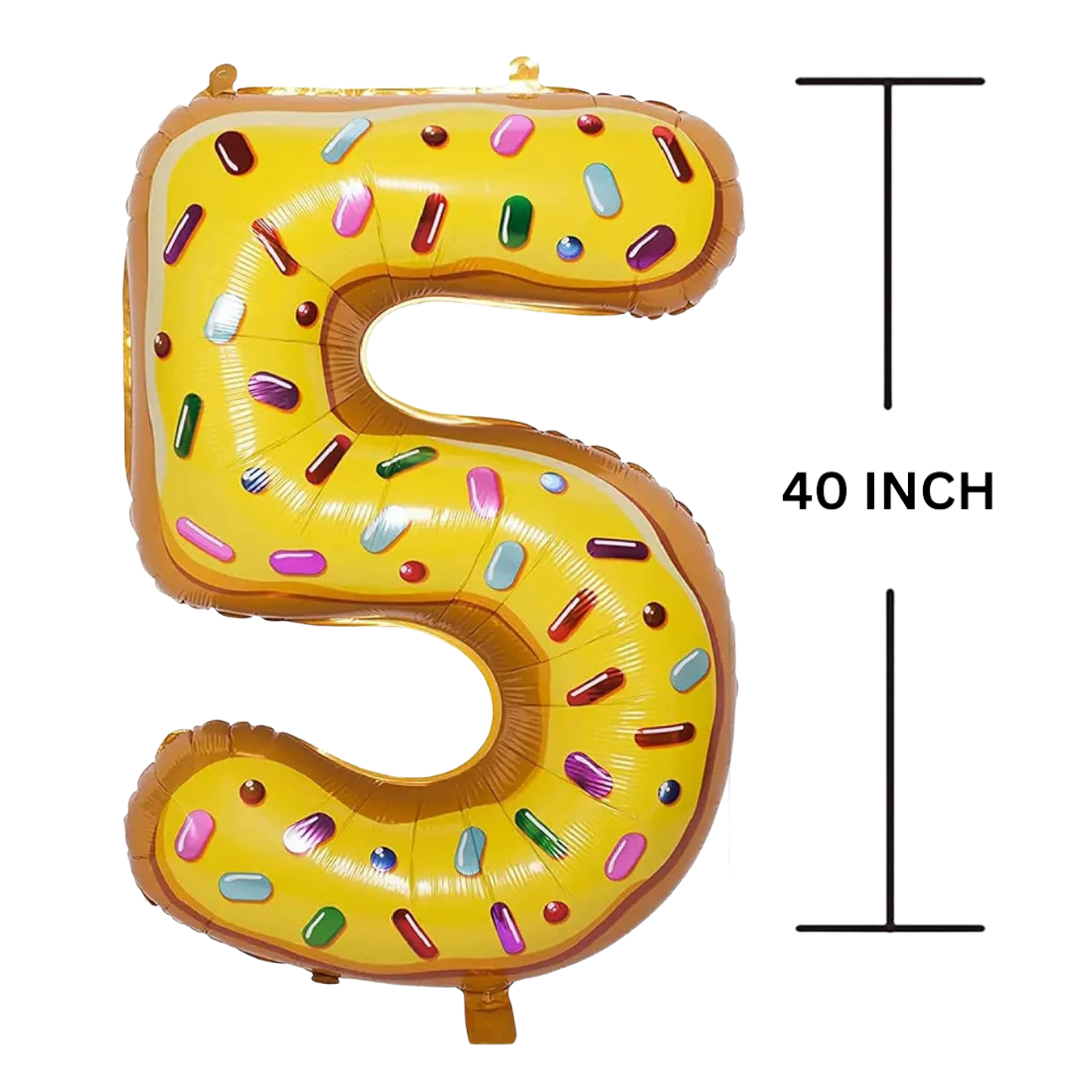 40 Inches DONUT Theme Number Balloon Air or Helium Compactable Balloon for Party Decoration, Birthday, Anniversary