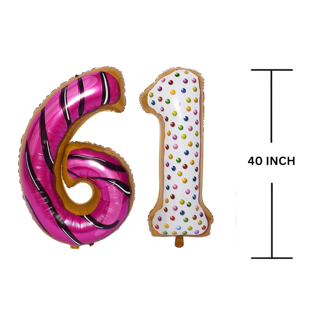 40 Inches DONUT Theme Number Balloon Air or Helium Compactable Balloon for Party Decoration, Birthday, Anniversary