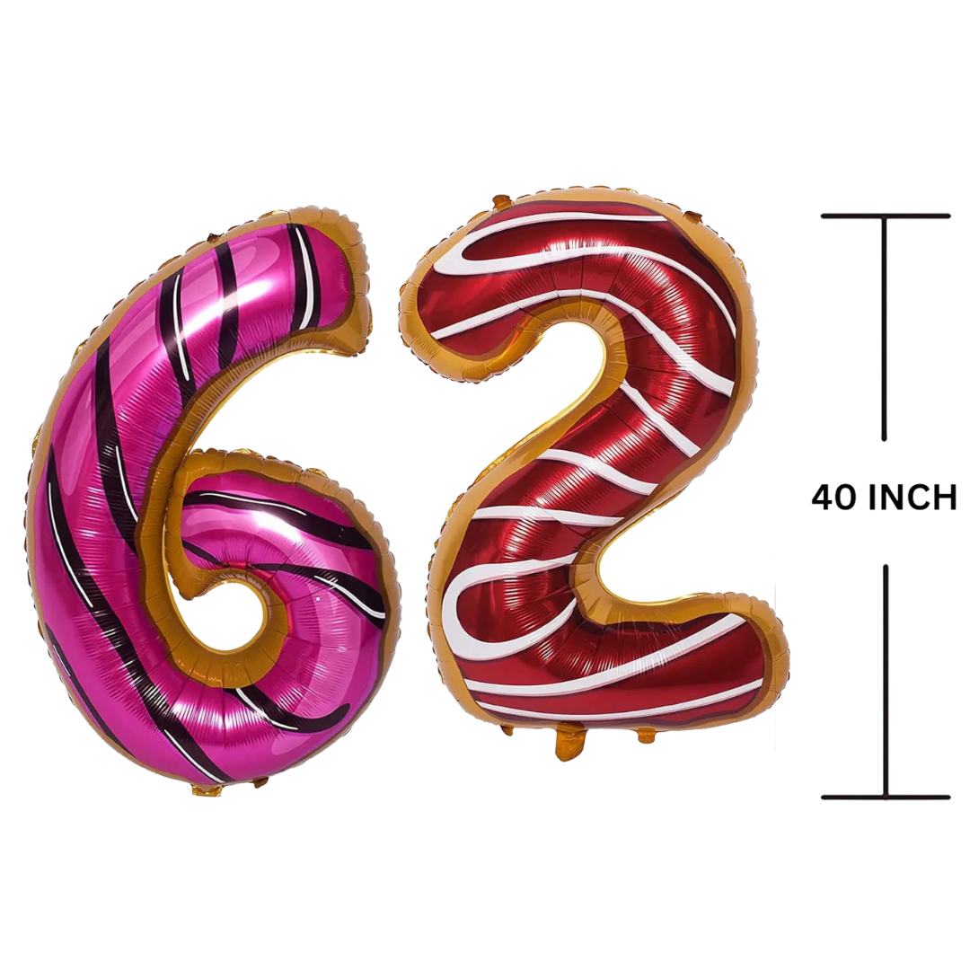 40 Inches DONUT Theme Number Balloon Air or Helium Compactable Balloon for Party Decoration, Birthday, Anniversary