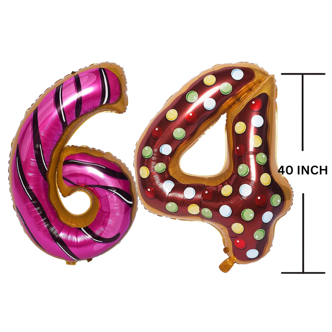 40 Inches DONUT Theme Number Balloon Air or Helium Compactable Balloon for Party Decoration, Birthday, Anniversary