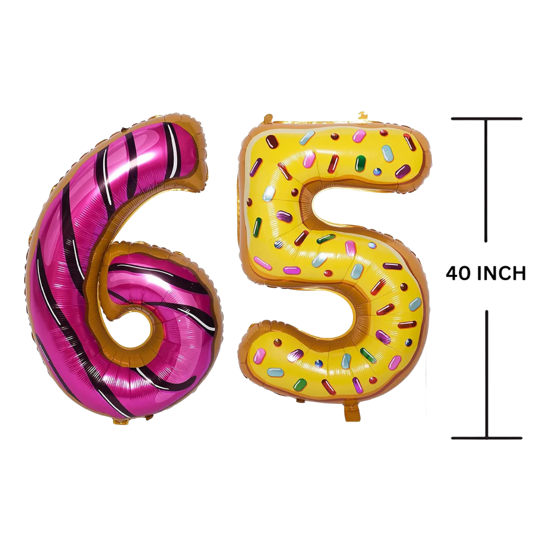 40 Inches DONUT Theme Number Balloon Air or Helium Compactable Balloon for Party Decoration, Birthday, Anniversary