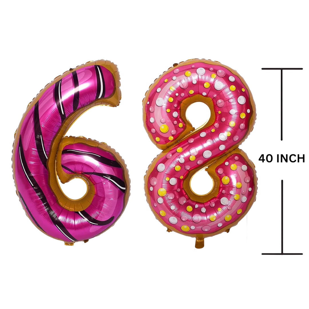 40 Inches DONUT Theme Number Balloon Air or Helium Compactable Balloon for Party Decoration, Birthday, Anniversary