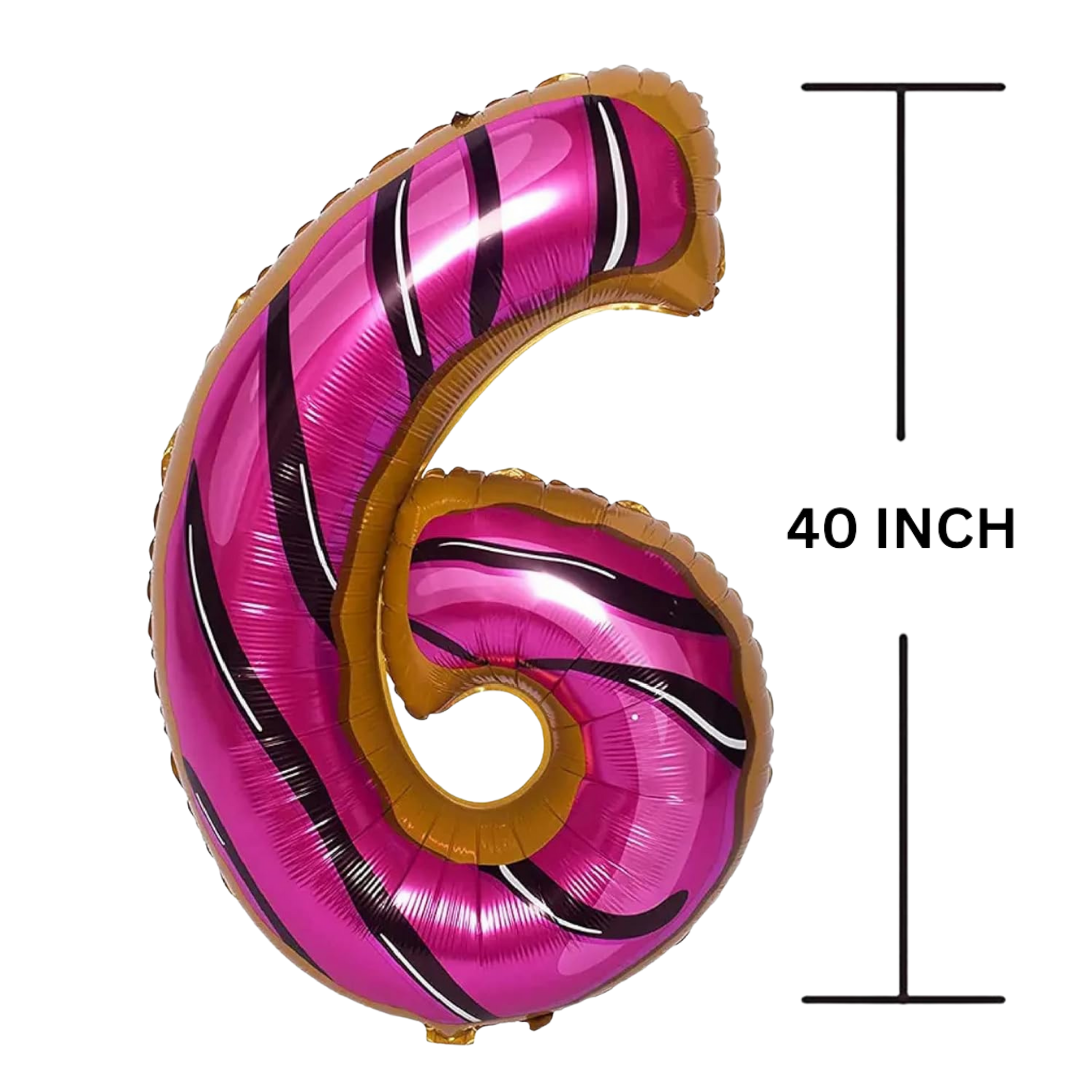 40 Inches DONUT Theme Number Balloon Air or Helium Compactable Balloon for Party Decoration, Birthday, Anniversary