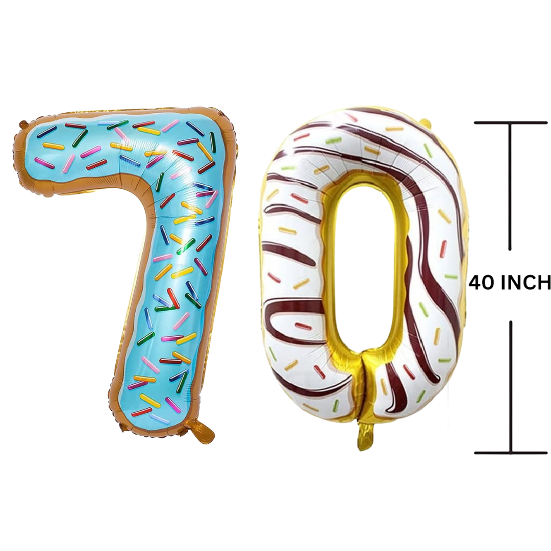 40 Inches DONUT Theme Number Balloon Air or Helium Compactable Balloon for Party Decoration, Birthday, Anniversary