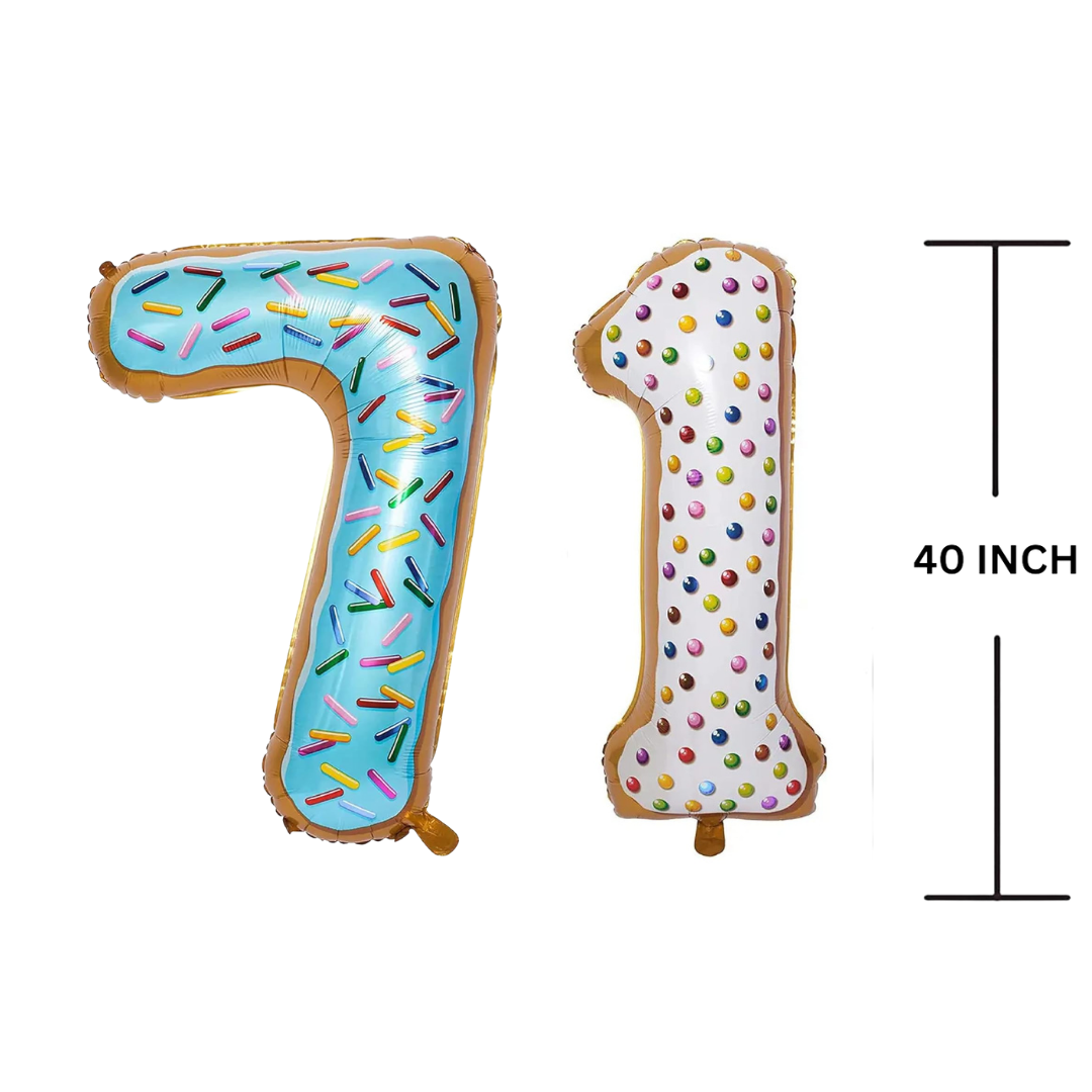 40 Inches DONUT Theme Number Balloon Air or Helium Compactable Balloon for Party Decoration, Birthday, Anniversary