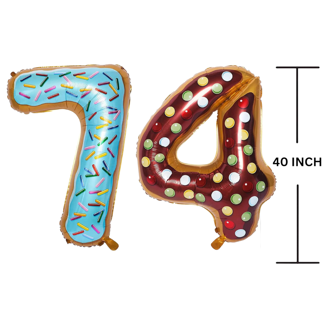 40 Inches DONUT Theme Number Balloon Air or Helium Compactable Balloon for Party Decoration, Birthday, Anniversary