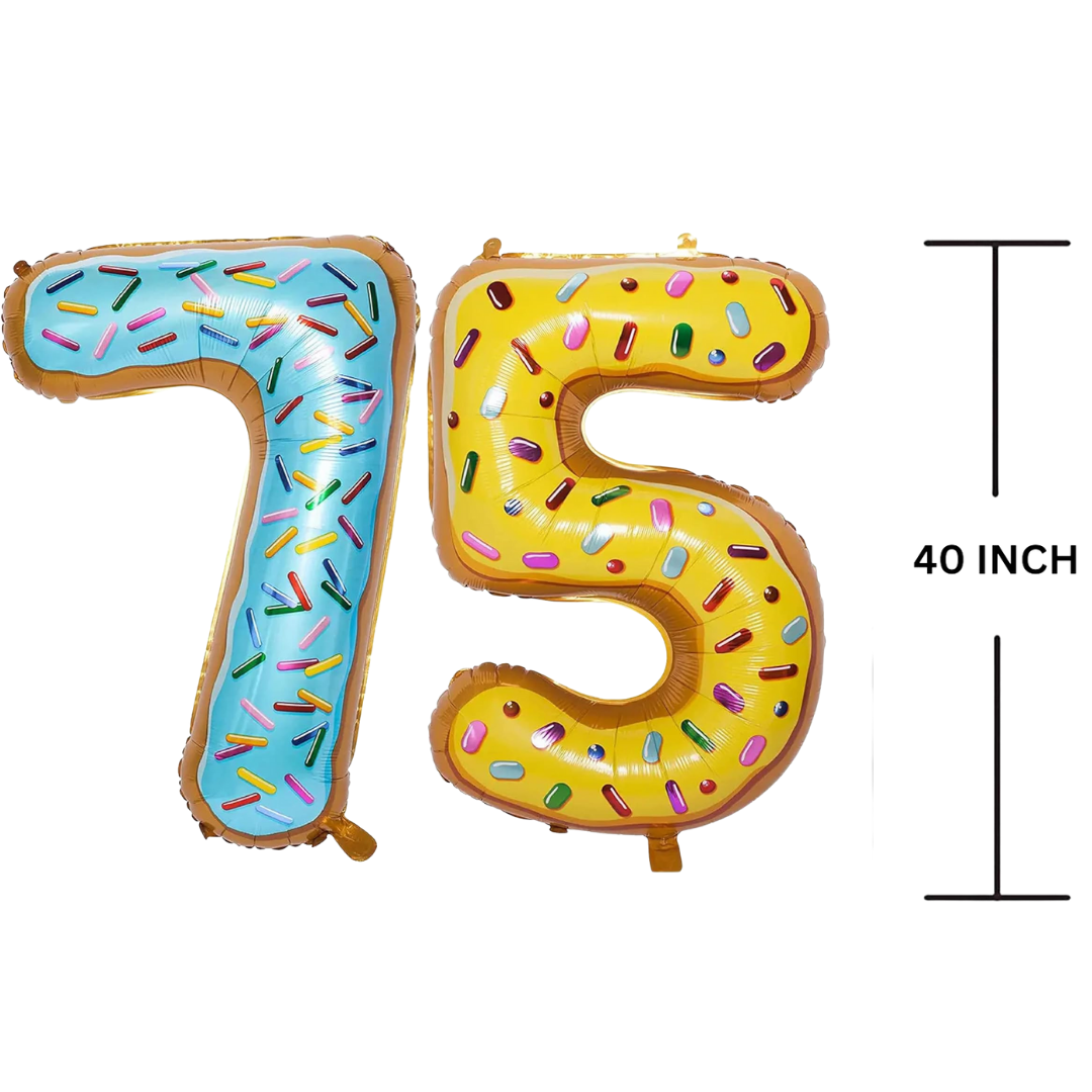 40 Inches DONUT Theme Number Balloon Air or Helium Compactable Balloon for Party Decoration, Birthday, Anniversary