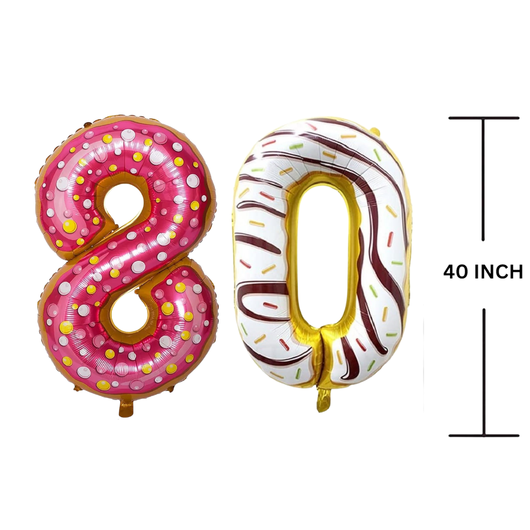 40 Inches DONUT Theme Number Balloon Air or Helium Compactable Balloon for Party Decoration, Birthday, Anniversary