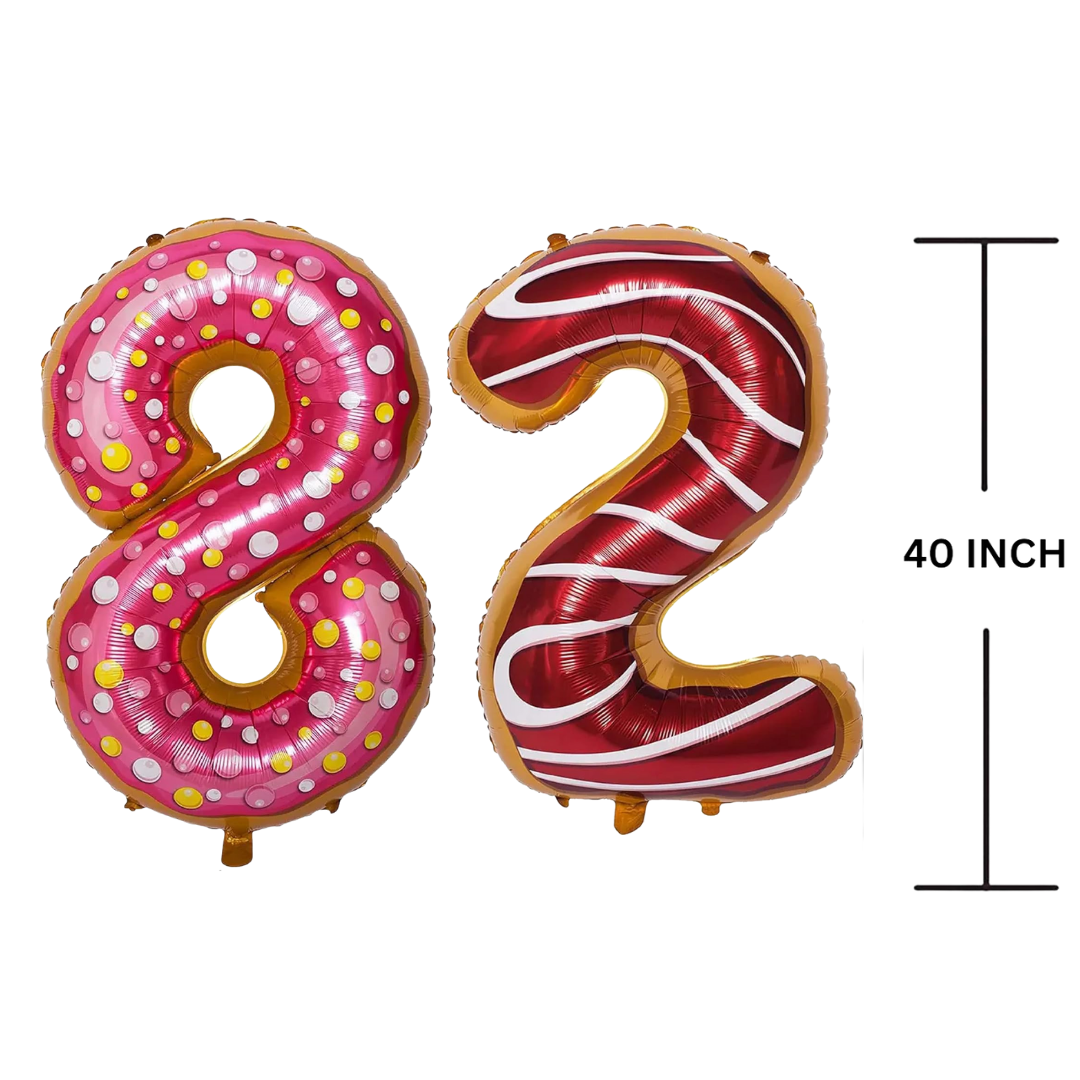 40 Inches DONUT Theme Number Balloon Air or Helium Compactable Balloon for Party Decoration, Birthday, Anniversary