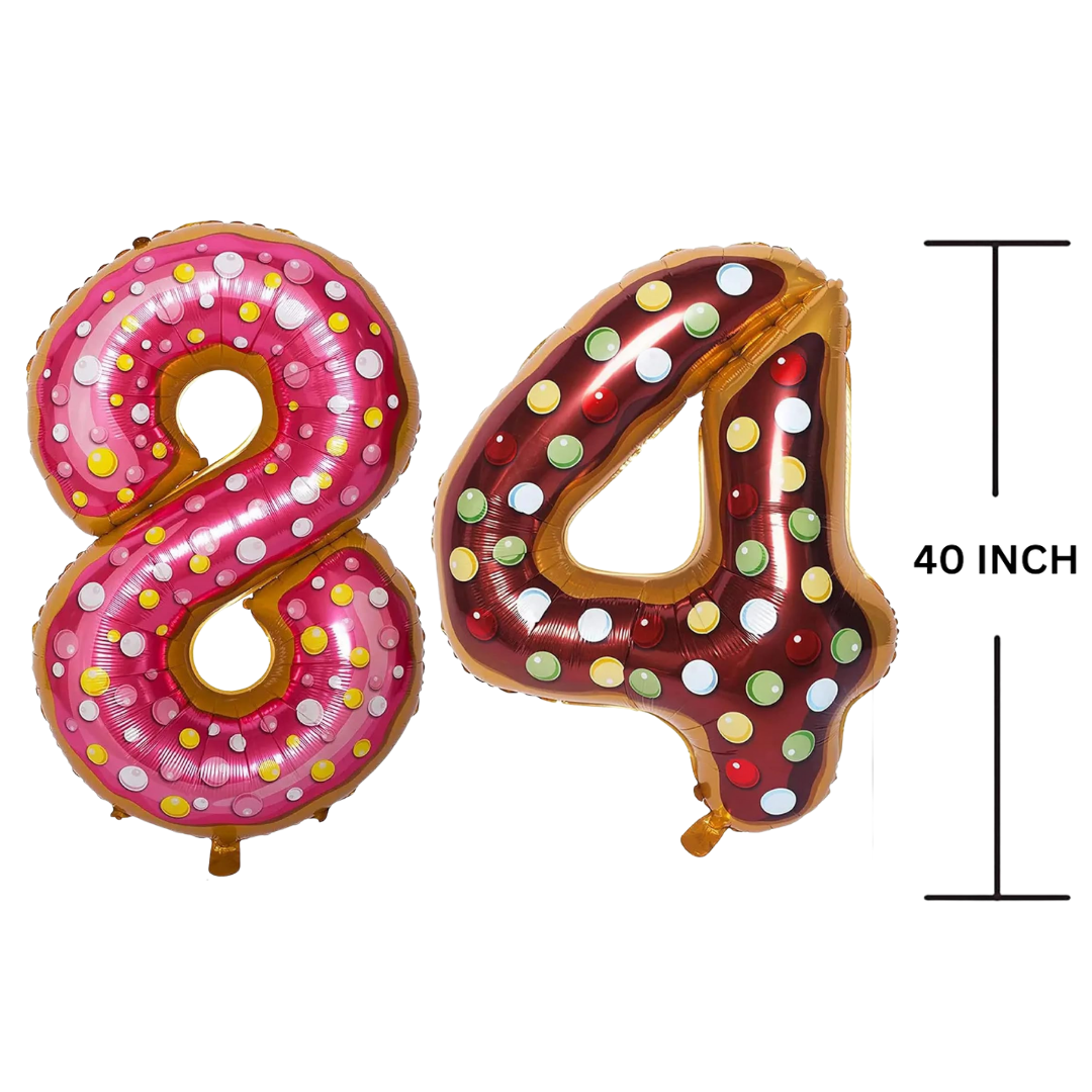 40 Inches DONUT Theme Number Balloon Air or Helium Compactable Balloon for Party Decoration, Birthday, Anniversary