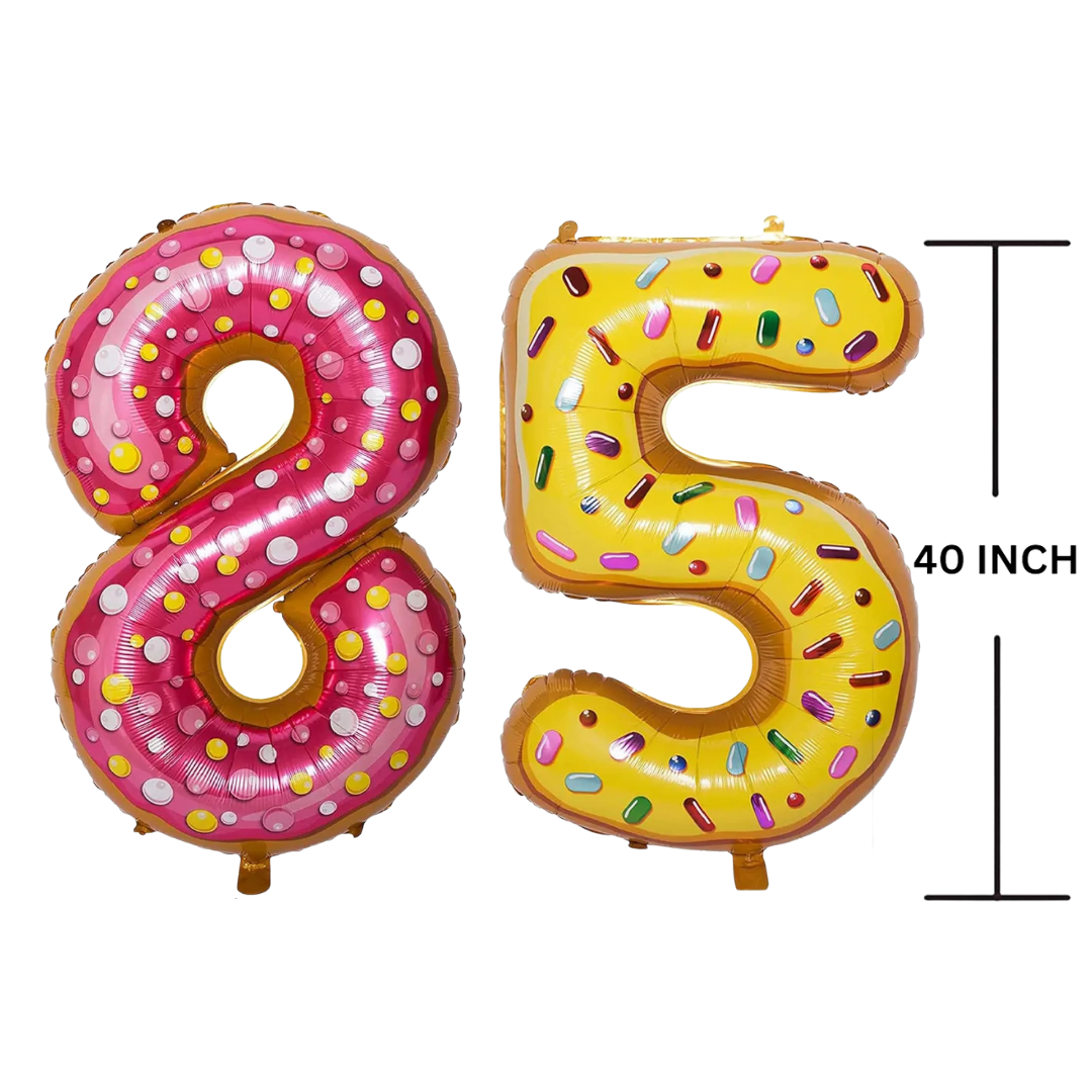 40 Inches DONUT Theme Number Balloon Air or Helium Compactable Balloon for Party Decoration, Birthday, Anniversary