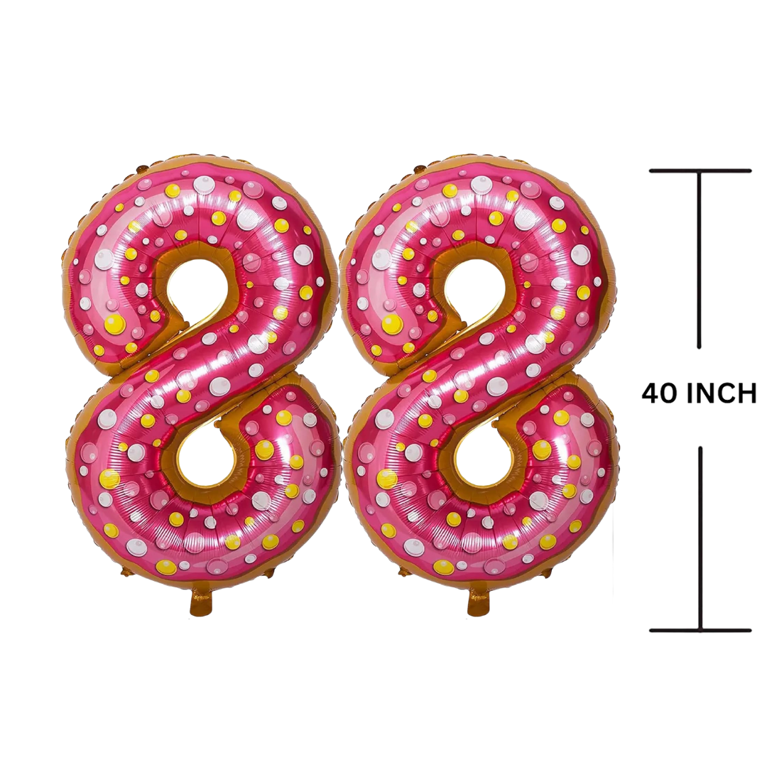 40 Inches DONUT Theme Number Balloon Air or Helium Compactable Balloon for Party Decoration, Birthday, Anniversary