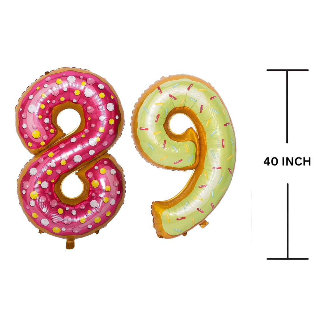 40 Inches DONUT Theme Number Balloon Air or Helium Compactable Balloon for Party Decoration, Birthday, Anniversary