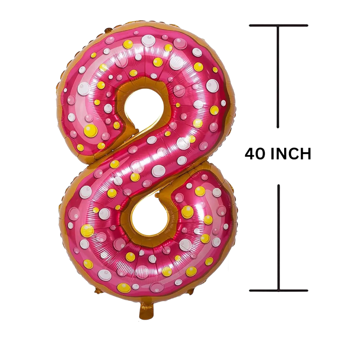 40 Inches DONUT Theme Number Balloon Air or Helium Compactable Balloon for Party Decoration, Birthday, Anniversary