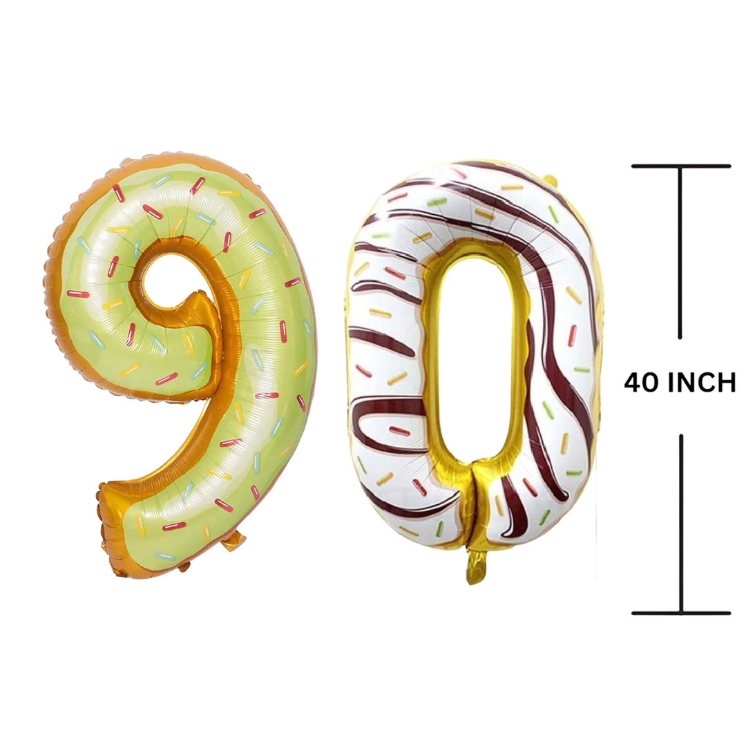 40 Inches DONUT Theme Number Balloon Air or Helium Compactable Balloon for Party Decoration, Birthday, Anniversary