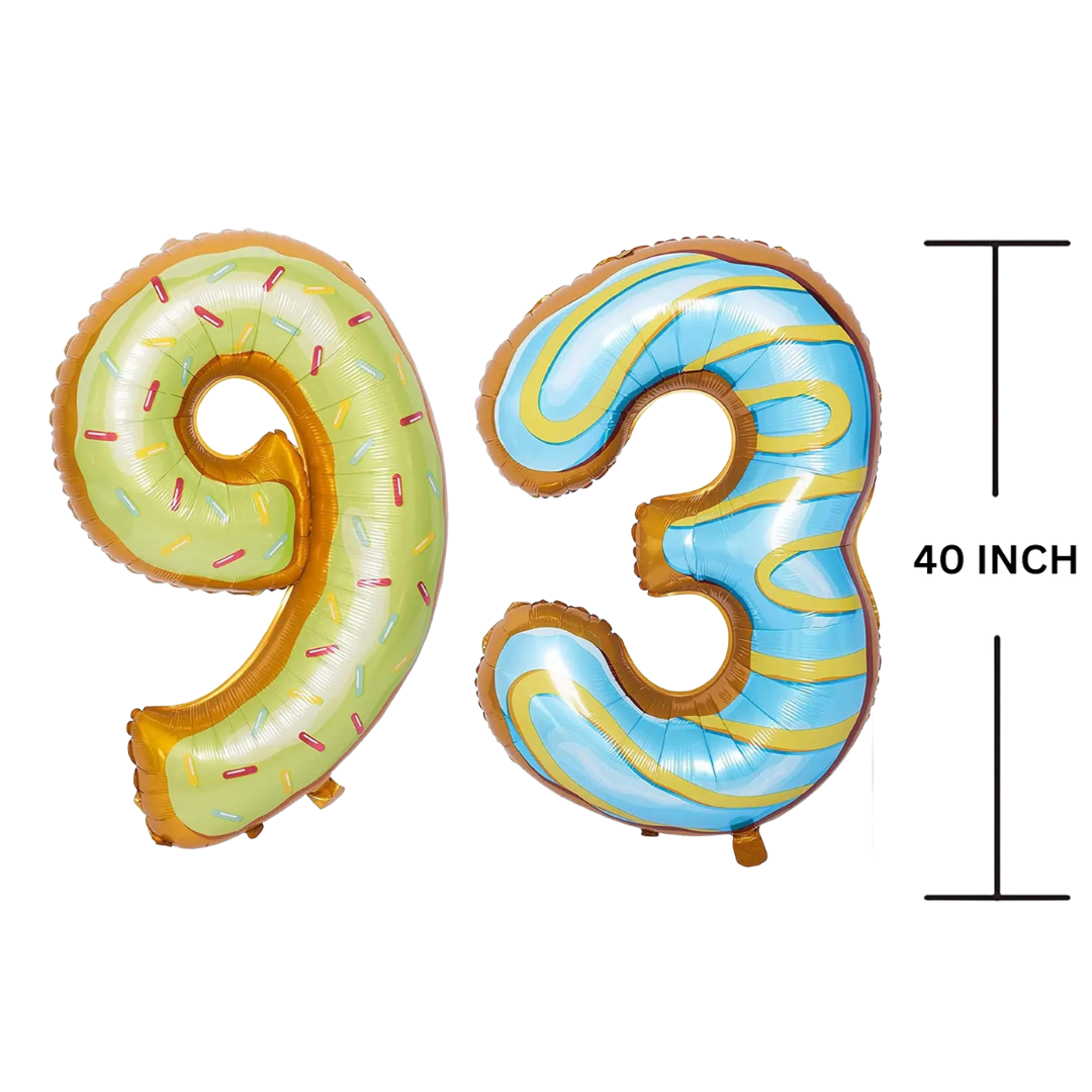 40 Inches DONUT Theme Number Balloon Air or Helium Compactable Balloon for Party Decoration, Birthday, Anniversary