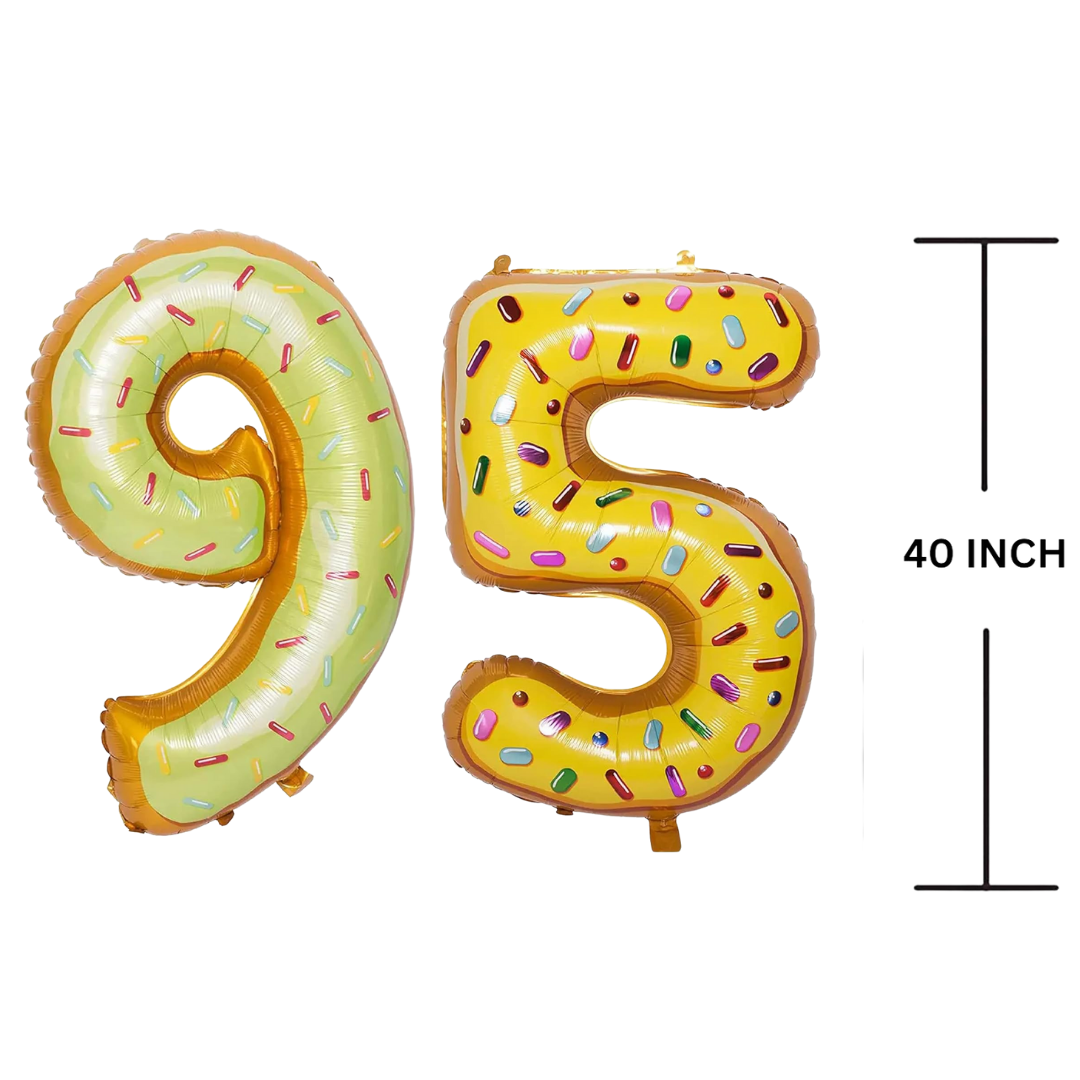 40 Inches DONUT Theme Number Balloon Air or Helium Compactable Balloon for Party Decoration, Birthday, Anniversary