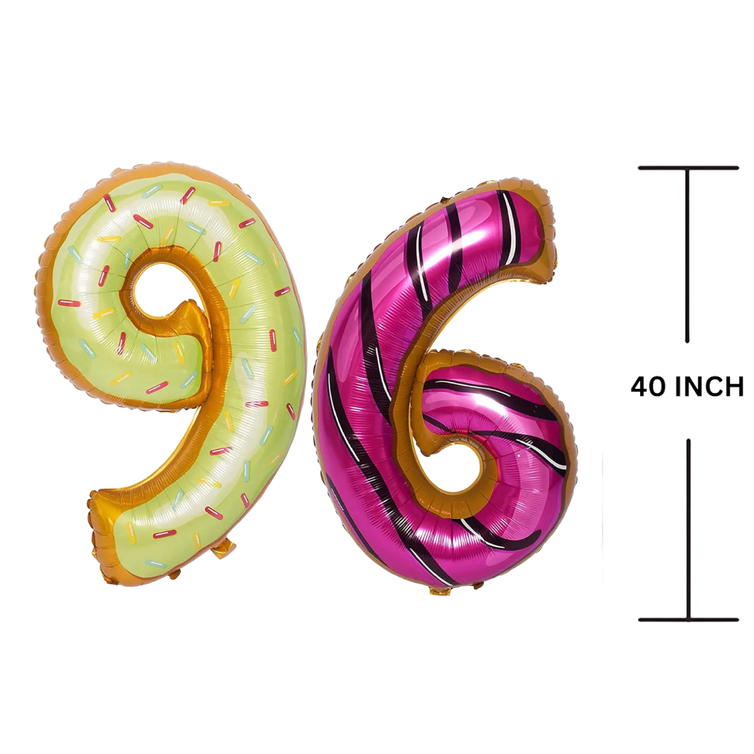 40 Inches DONUT Theme Number Balloon Air or Helium Compactable Balloon for Party Decoration, Birthday, Anniversary