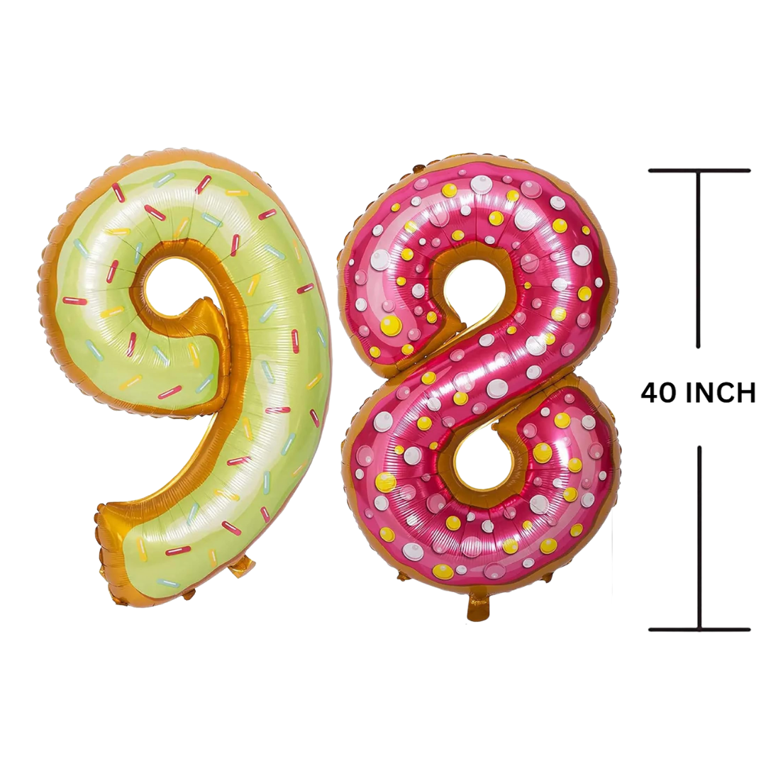 40 Inches DONUT Theme Number Balloon Air or Helium Compactable Balloon for Party Decoration, Birthday, Anniversary