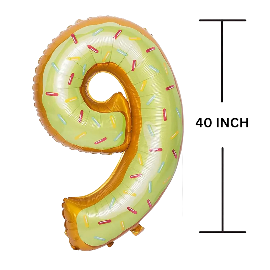 40 Inches DONUT Theme Number Balloon Air or Helium Compactable Balloon for Party Decoration, Birthday, Anniversary