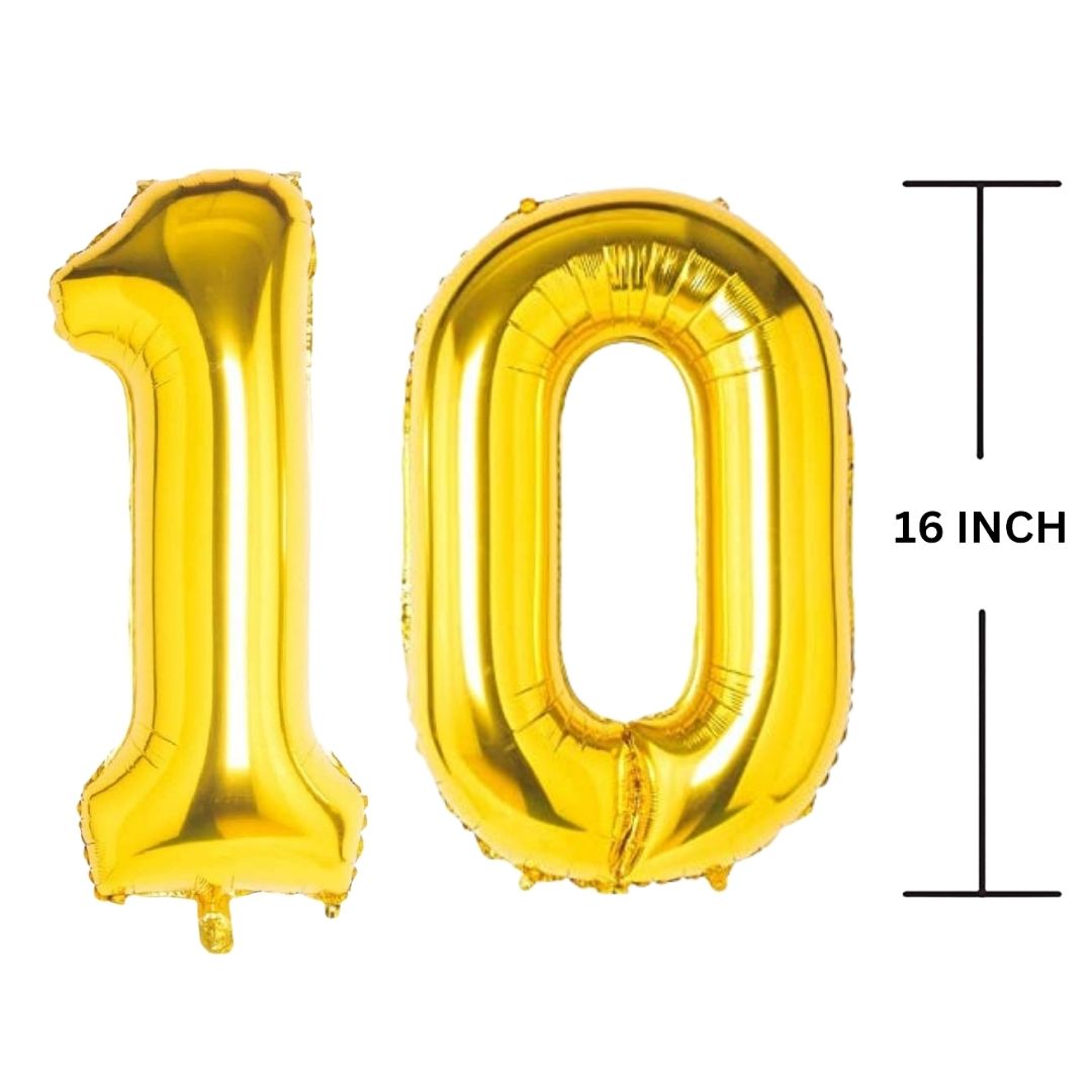 16 Inches GOLD Number Balloon Air or Helium Compactable Balloon for Party Decoration, Birthday, Anniversary