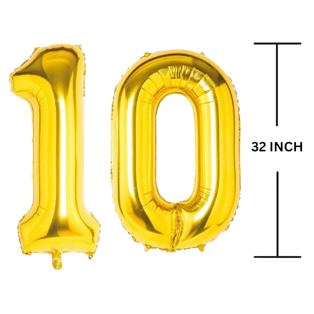 32 Inches GOLD Number Balloon Air or Helium Compactable Balloon for Party Decoration, Birthday, Anniversary