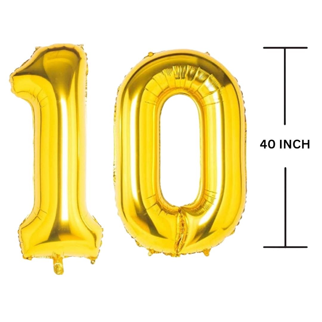 40 Inches GOLD Number Balloon Air or Helium Compactable Balloon for Party Decoration, Birthday, Anniversary