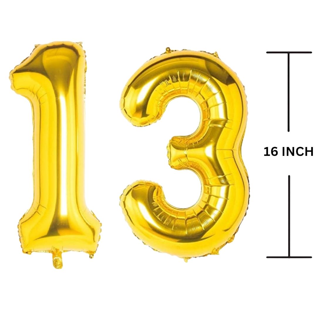 16 Inches GOLD Number Balloon Air or Helium Compactable Balloon for Party Decoration, Birthday, Anniversary