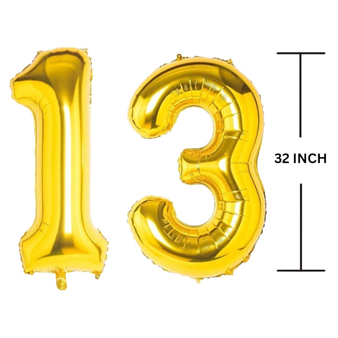 32 Inches GOLD Number Balloon Air or Helium Compactable Balloon for Party Decoration, Birthday, Anniversary