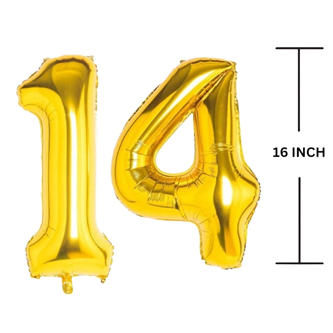 16 Inches GOLD Number Balloon Air or Helium Compactable Balloon for Party Decoration, Birthday, Anniversary