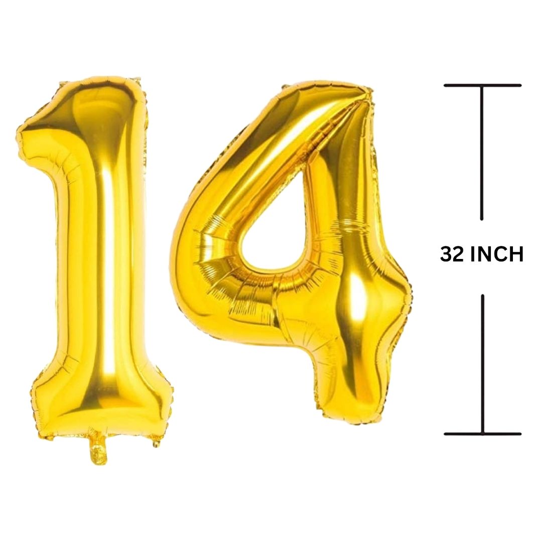 32 Inches GOLD Number Balloon Air or Helium Compactable Balloon for Party Decoration, Birthday, Anniversary