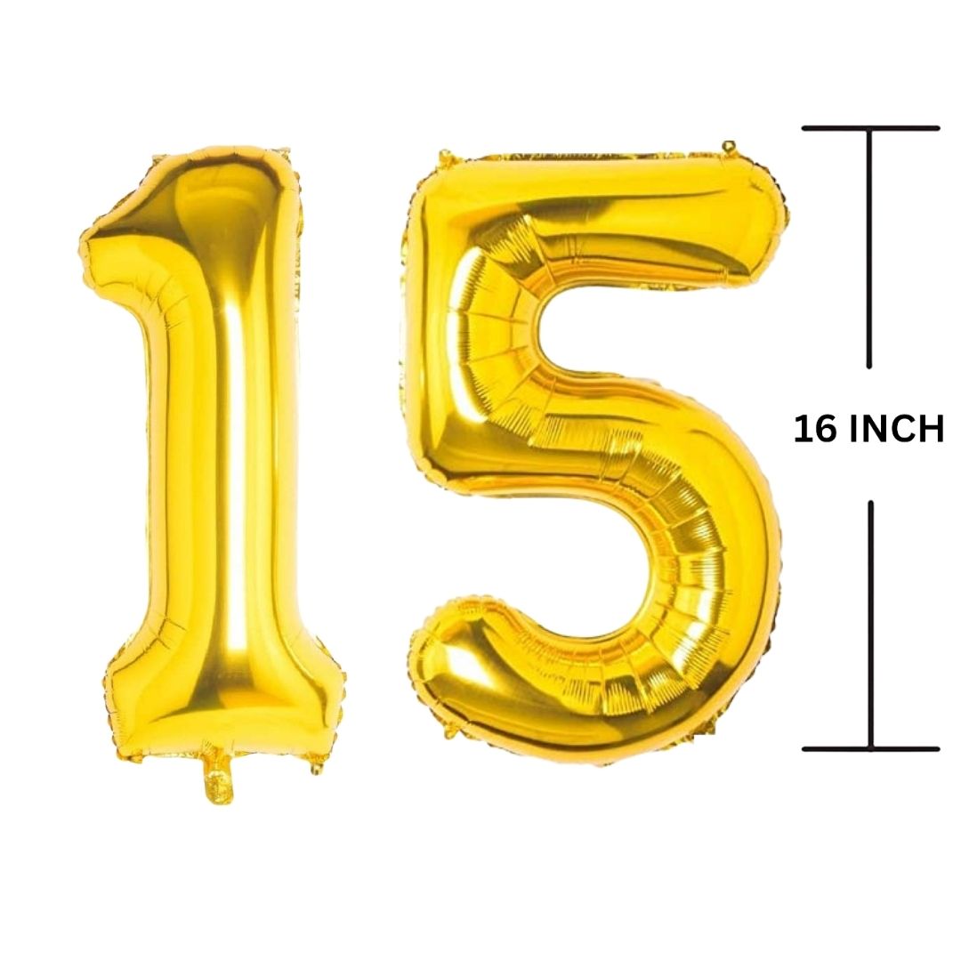 16 Inches GOLD Number Balloon Air or Helium Compactable Balloon for Party Decoration, Birthday, Anniversary