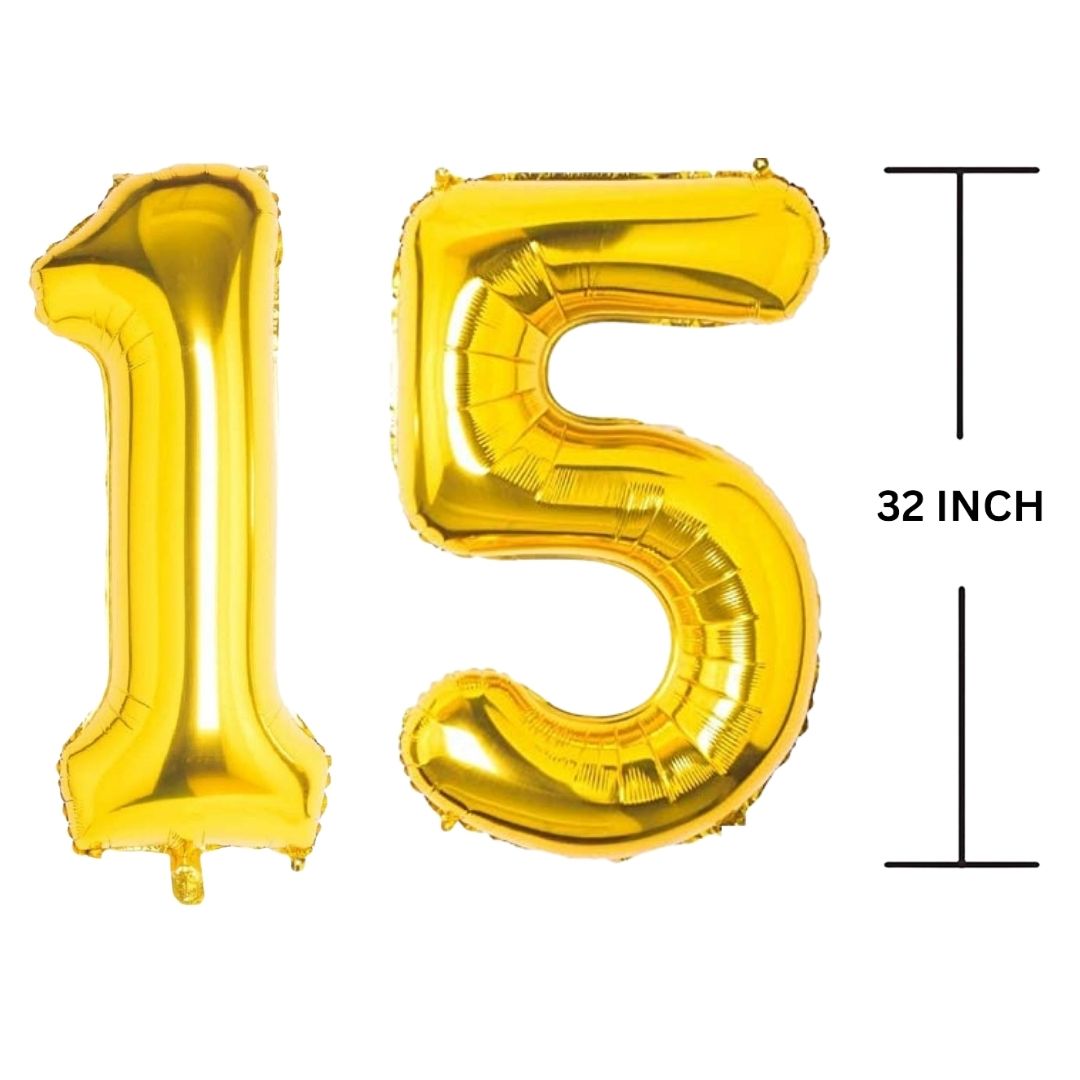 32 Inches GOLD Number Balloon Air or Helium Compactable Balloon for Party Decoration, Birthday, Anniversary