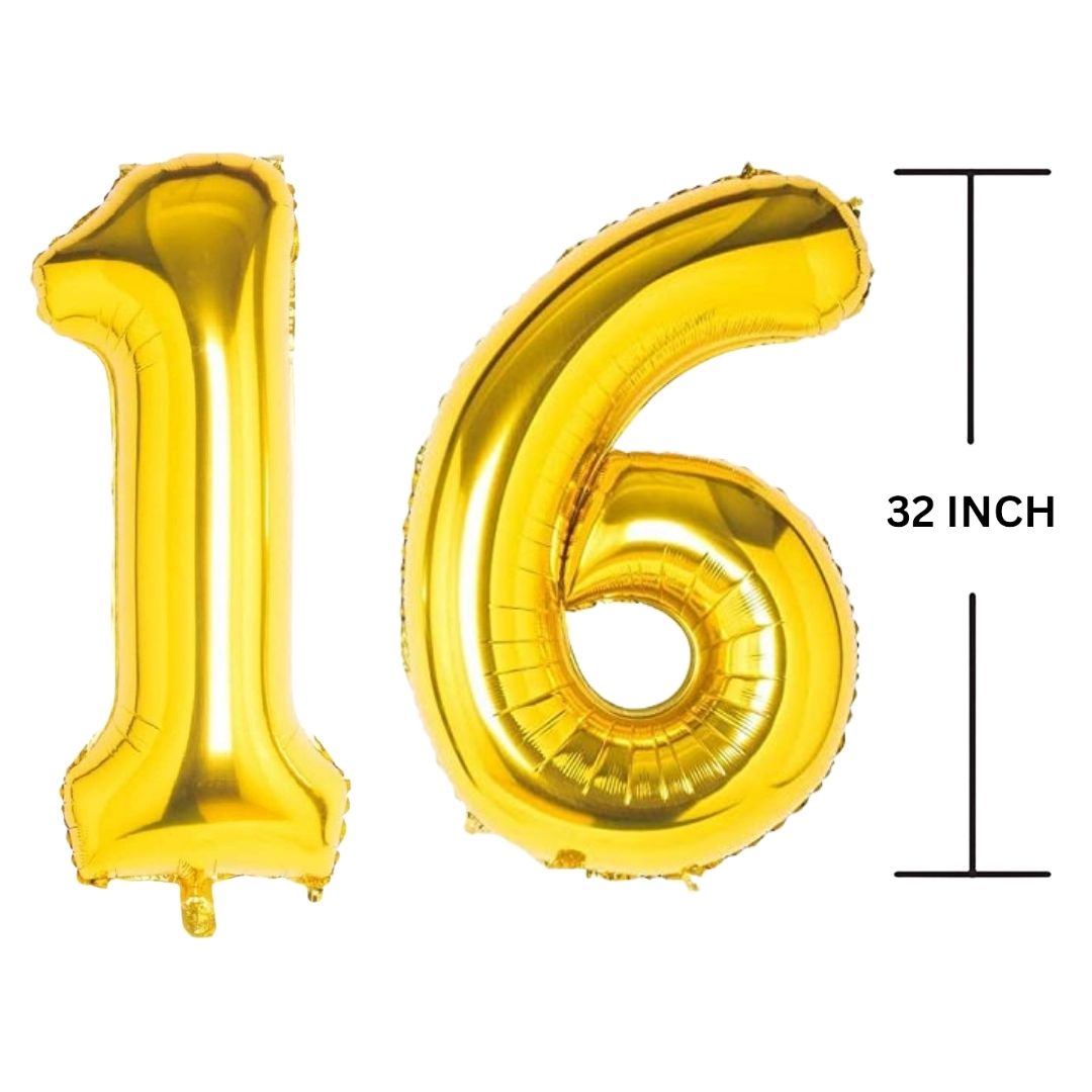 32 Inches GOLD Number Balloon Air or Helium Compactable Balloon for Party Decoration, Birthday, Anniversary