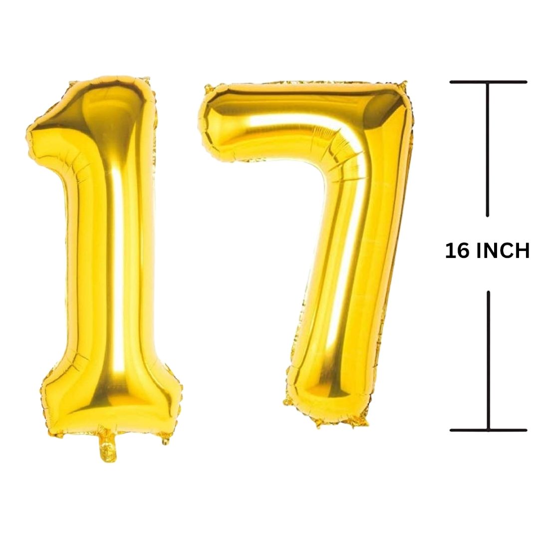 16 Inches GOLD Number Balloon Air or Helium Compactable Balloon for Party Decoration, Birthday, Anniversary