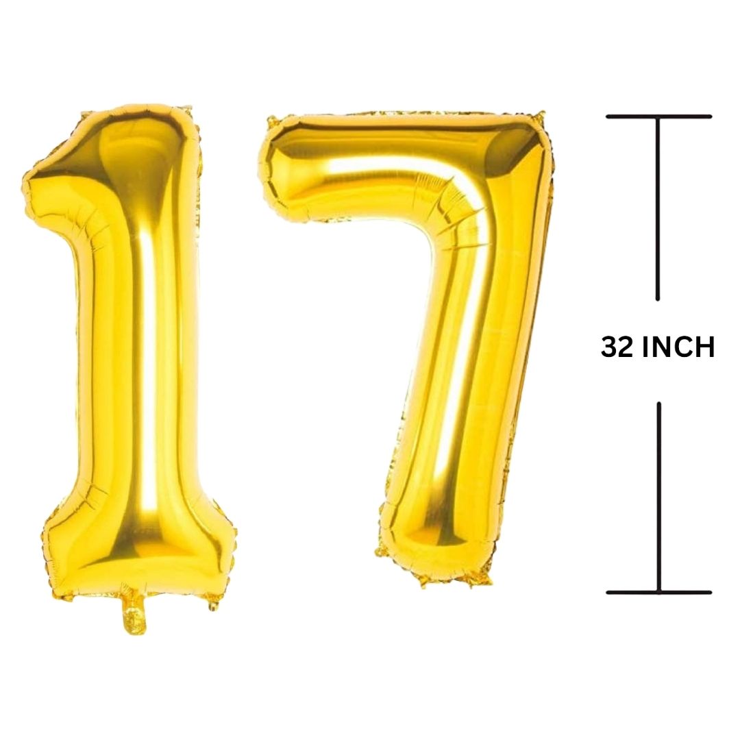 32 Inches GOLD Number Balloon Air or Helium Compactable Balloon for Party Decoration, Birthday, Anniversary