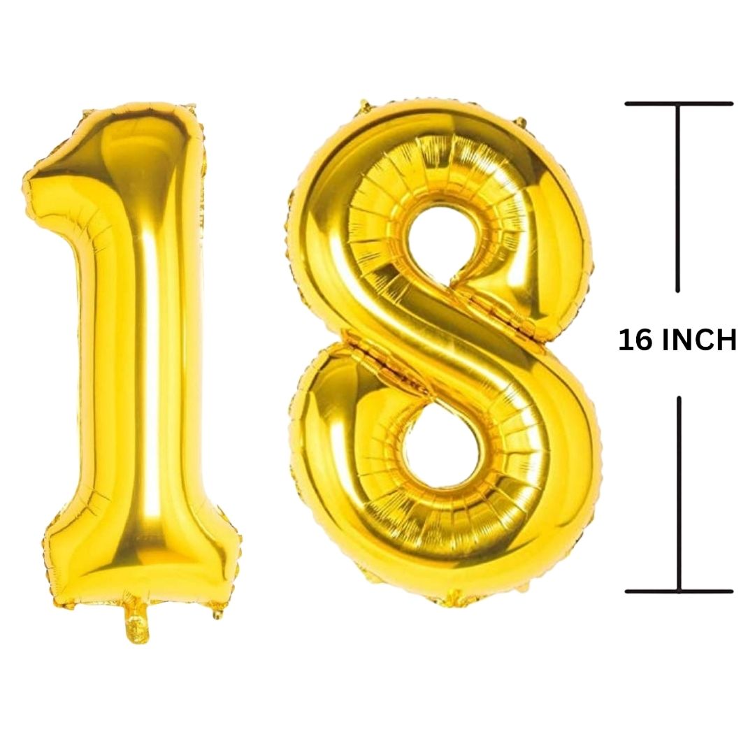 16 Inches GOLD Number Balloon Air or Helium Compactable Balloon for Party Decoration, Birthday, Anniversary