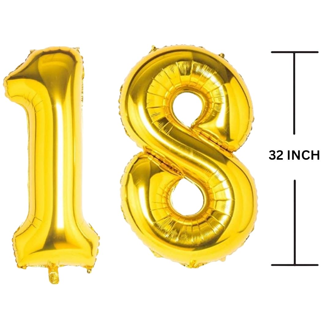 32 Inches GOLD Number Balloon Air or Helium Compactable Balloon for Party Decoration, Birthday, Anniversary