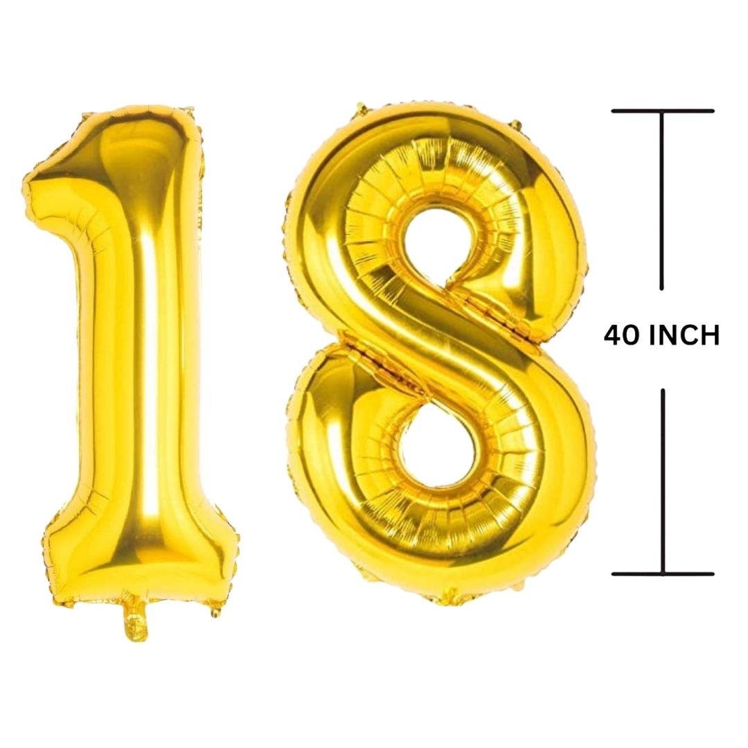 40 Inches GOLD Number Balloon Air or Helium Compactable Balloon for Party Decoration, Birthday, Anniversary