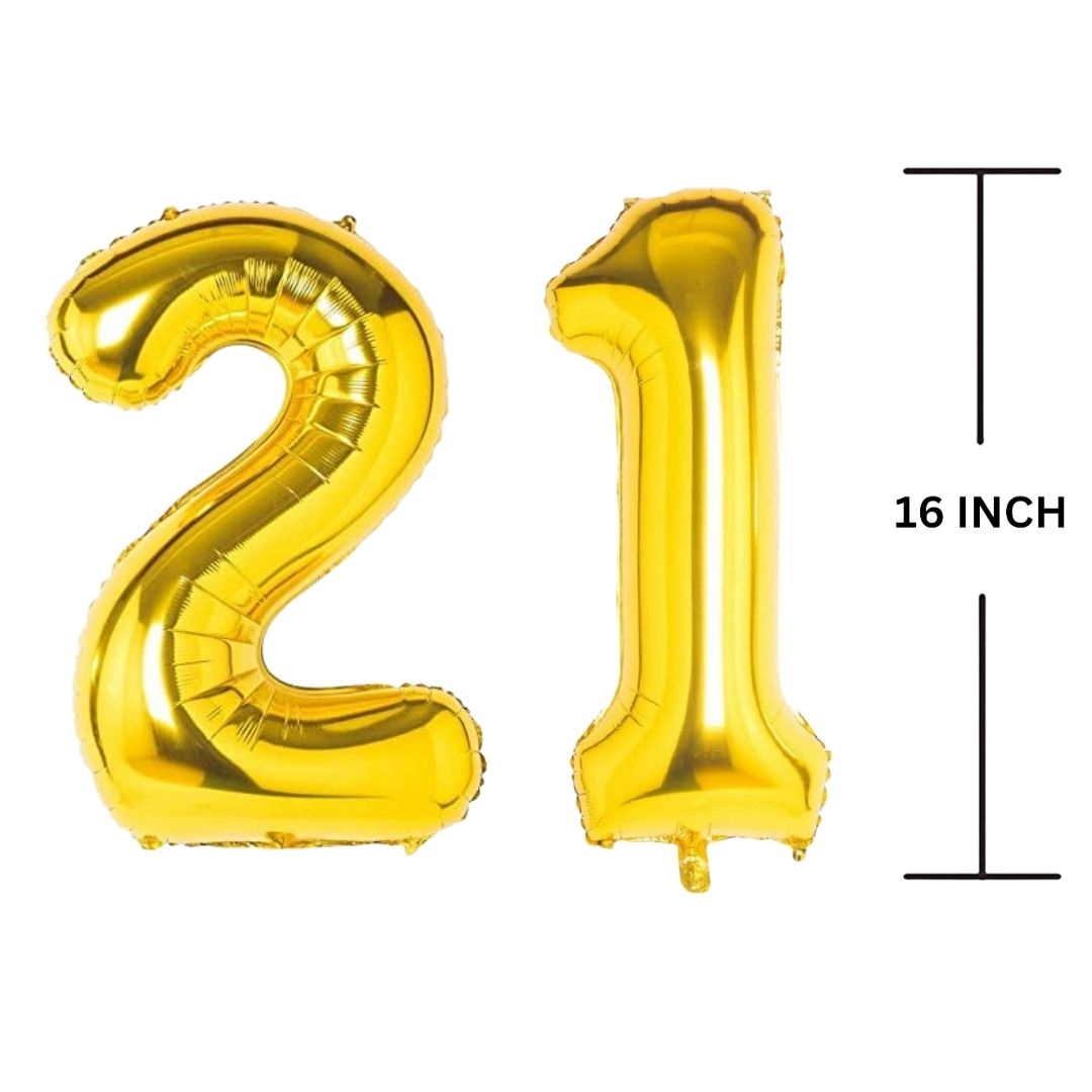 16 Inches GOLD Number Balloon Air or Helium Compactable Balloon for Party Decoration, Birthday, Anniversary