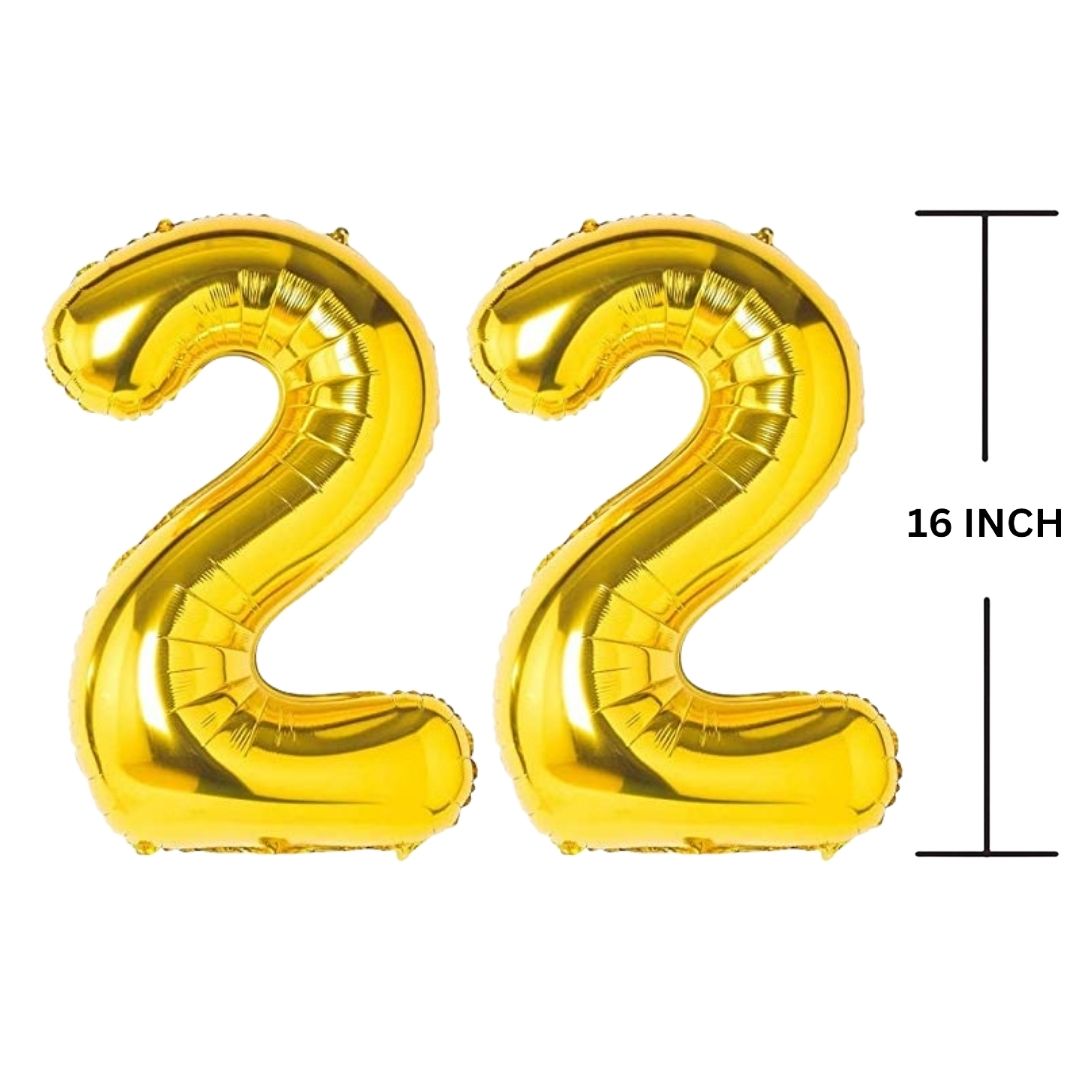 16 Inches GOLD Number Balloon Air or Helium Compactable Balloon for Party Decoration, Birthday, Anniversary