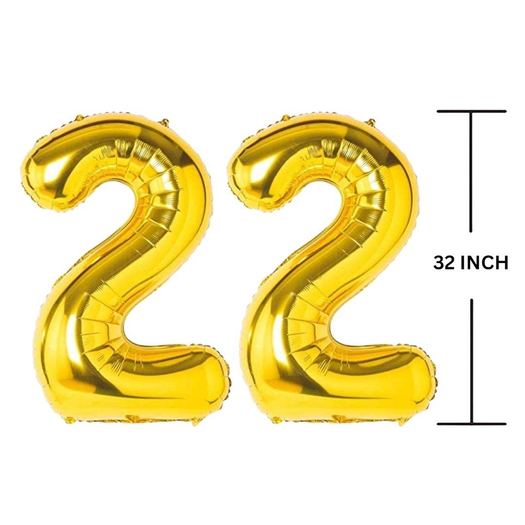 32 Inches GOLD Number Balloon Air or Helium Compactable Balloon for Party Decoration, Birthday, Anniversary