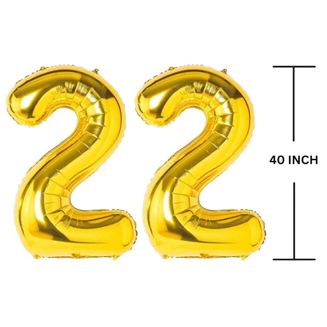 40 Inches GOLD Number Balloon Air or Helium Compactable Balloon for Party Decoration, Birthday, Anniversary