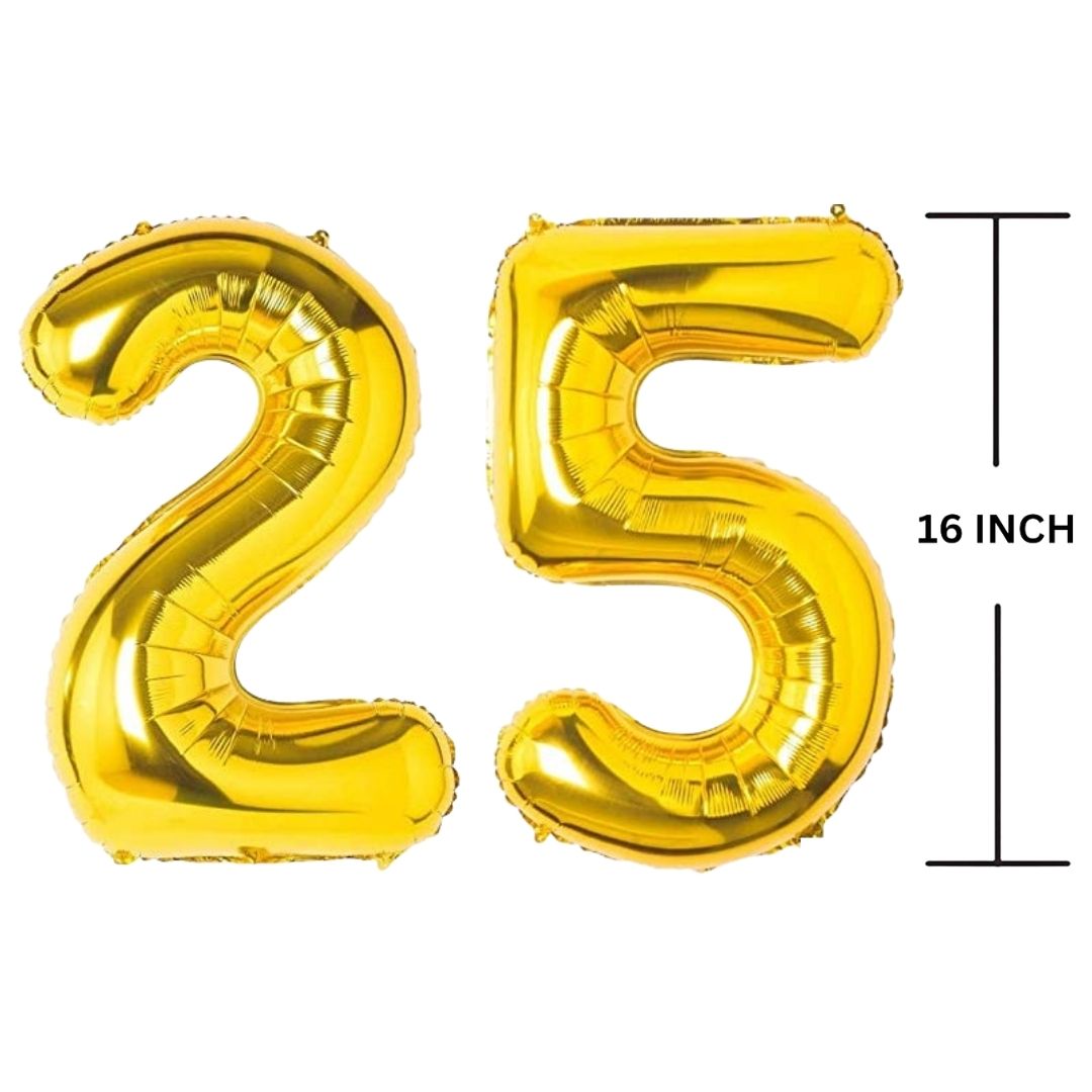 16 Inches GOLD Number Balloon Air or Helium Compactable Balloon for Party Decoration, Birthday, Anniversary