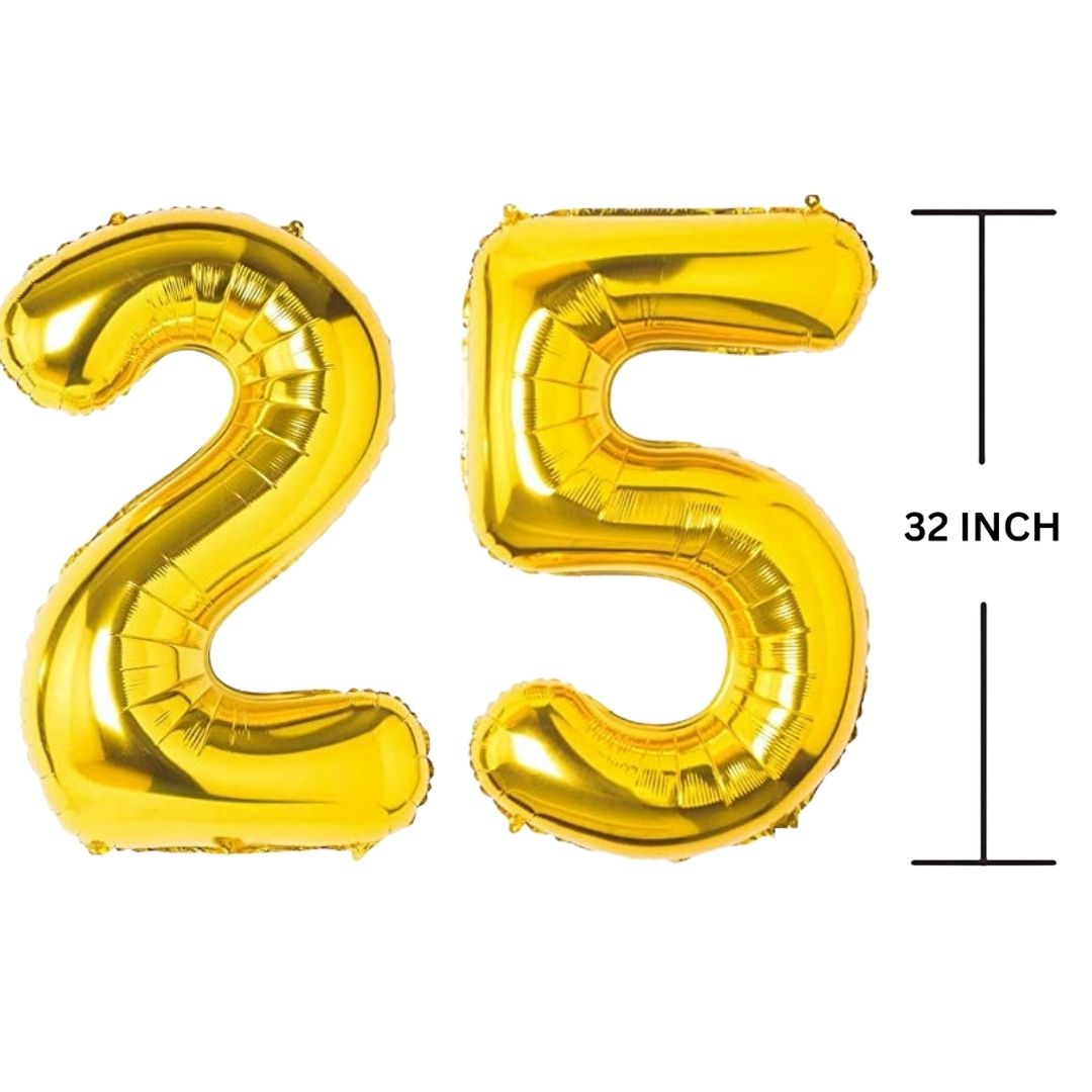 32 Inches GOLD Number Balloon Air or Helium Compactable Balloon for Party Decoration, Birthday, Anniversary