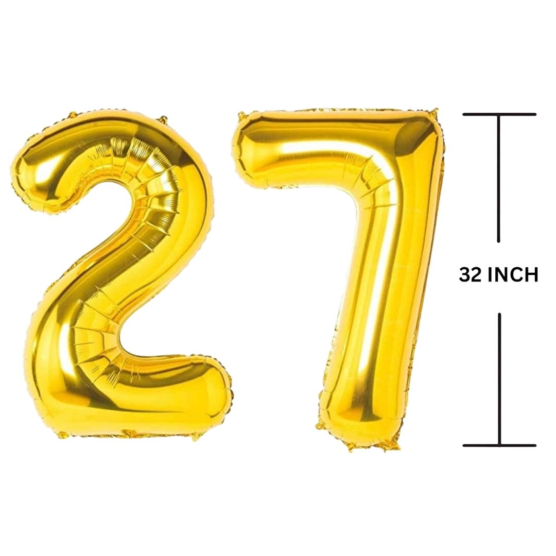 32 Inches GOLD Number Balloon Air or Helium Compactable Balloon for Party Decoration, Birthday, Anniversary